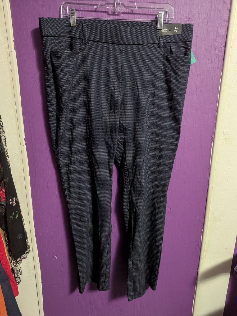 38. NWT $50 Maurices Blue Black Diamond Mid-Rise Boot Cut Pull On Trousers 18 2X